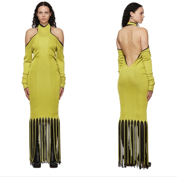 Bottega Veneta Dresses & Skirts - B3. NWOT BOTTEGA VENETA FRINGE TRIMMED RIBBED KNIT MAXI HALTER DRESS